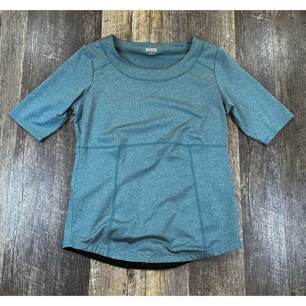 Duluth‎ Trading Company Women's Grow Getter Elbow Sleeve Shirt Size XS Teal